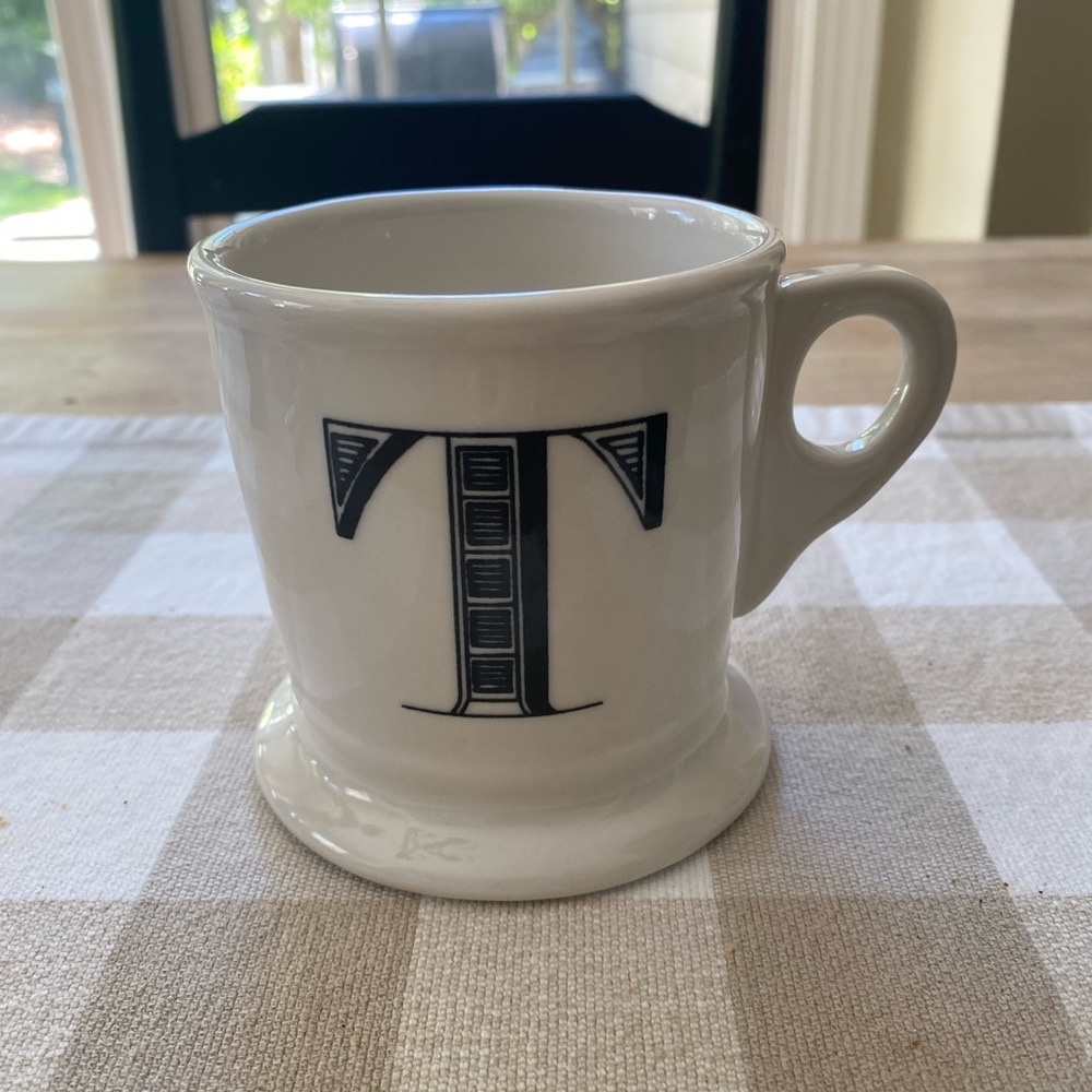 Anthropologie Initial T ceramic Coffee Mug